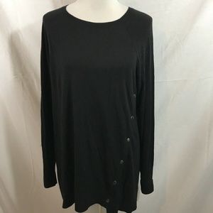 Halogen black long sleeve sweater with snap side -